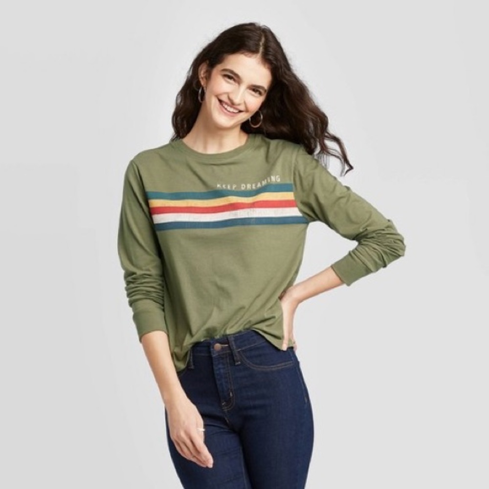 Zoe + Liv Keep Dreaming Long Sleeve Striped Tee